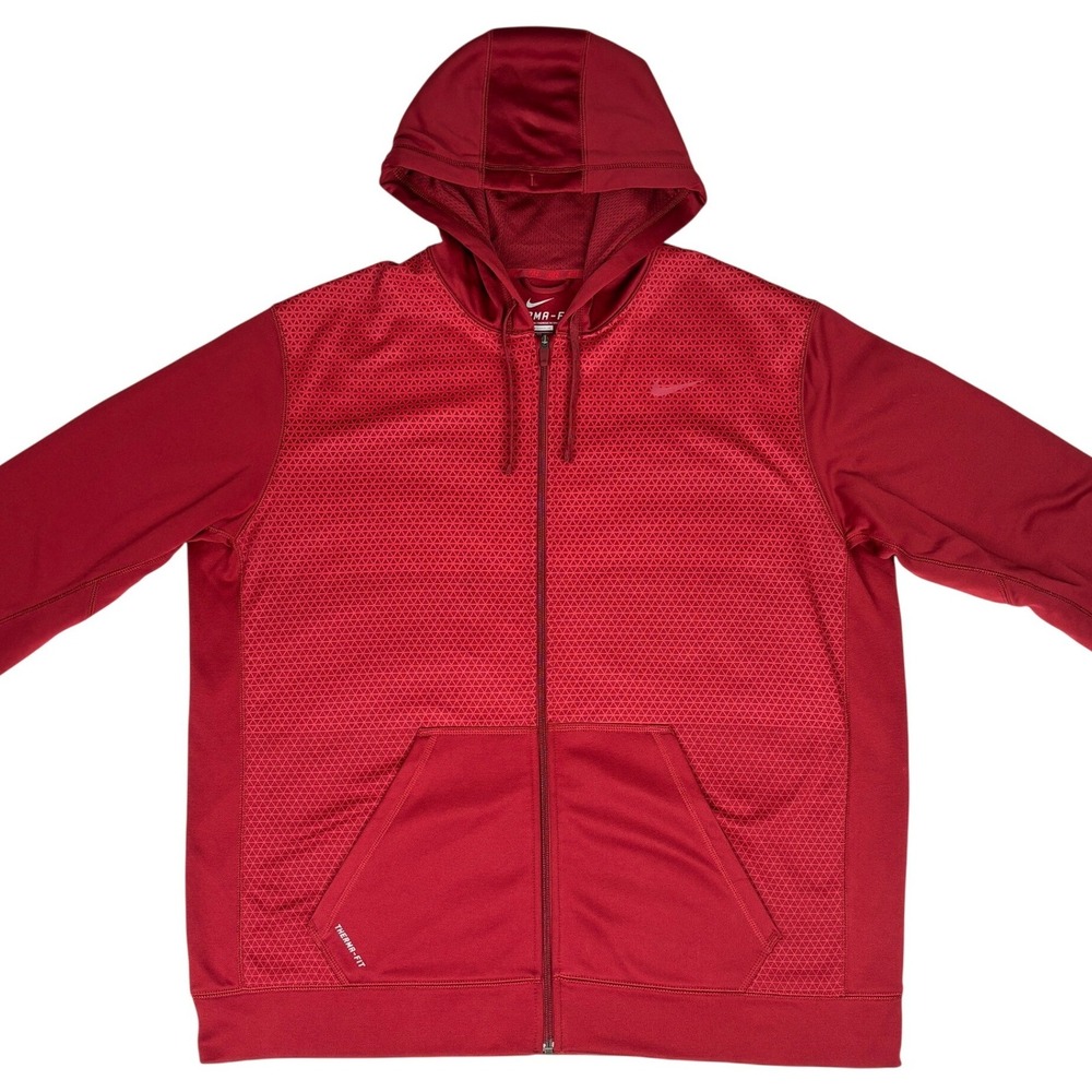 Nike Therma-FIT Full Zip Hoodie Maroon Geometric Pattern Mens XXL Athletic - Picture 11 of 14